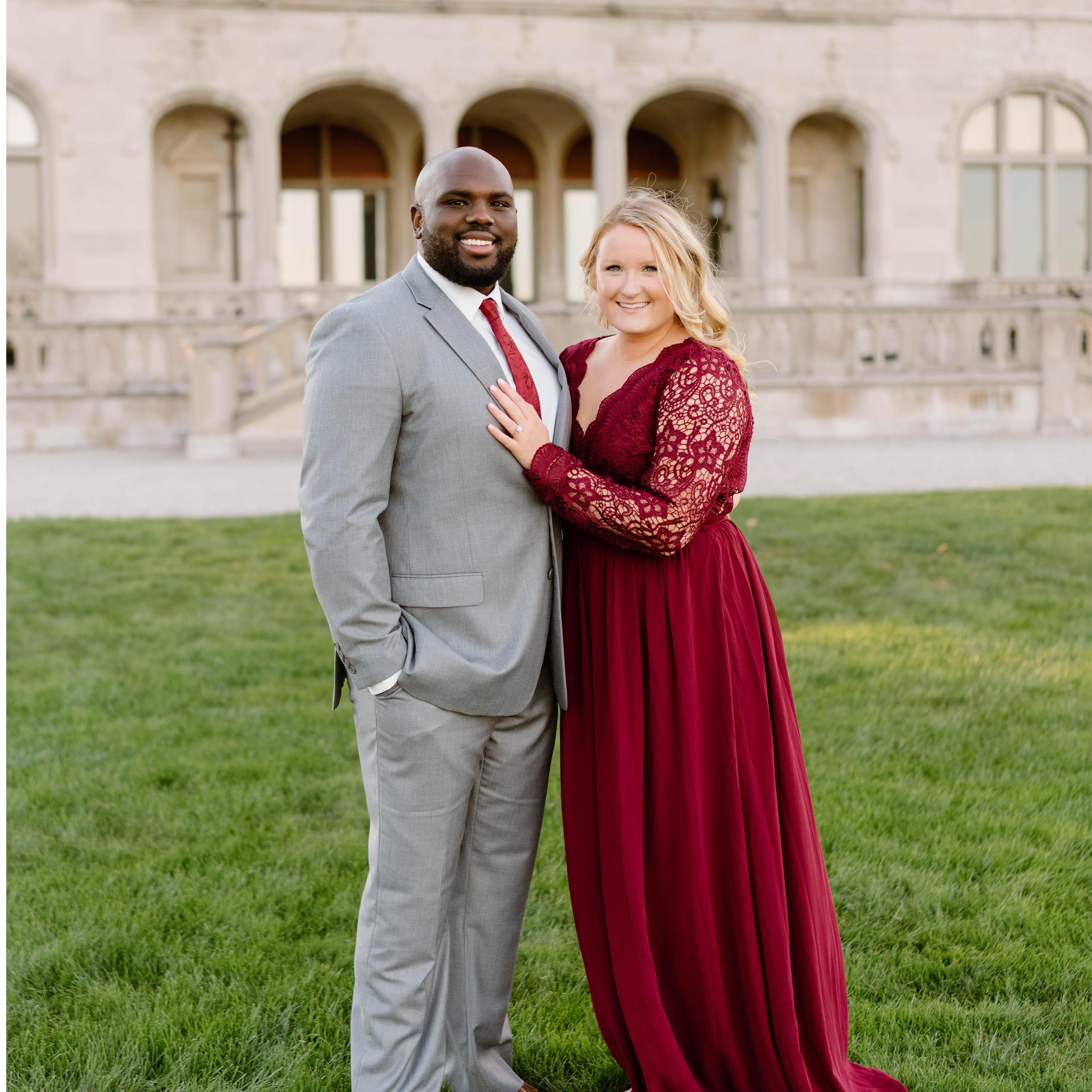 We took our engagement photos in Newport, RI at the Salve Regina Mansion!