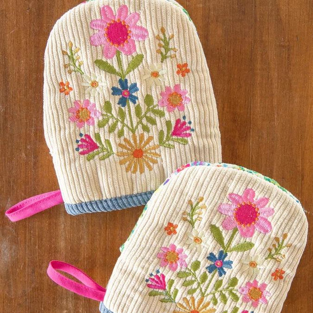 Embroidered Mini Oven Mitts, Set of 2