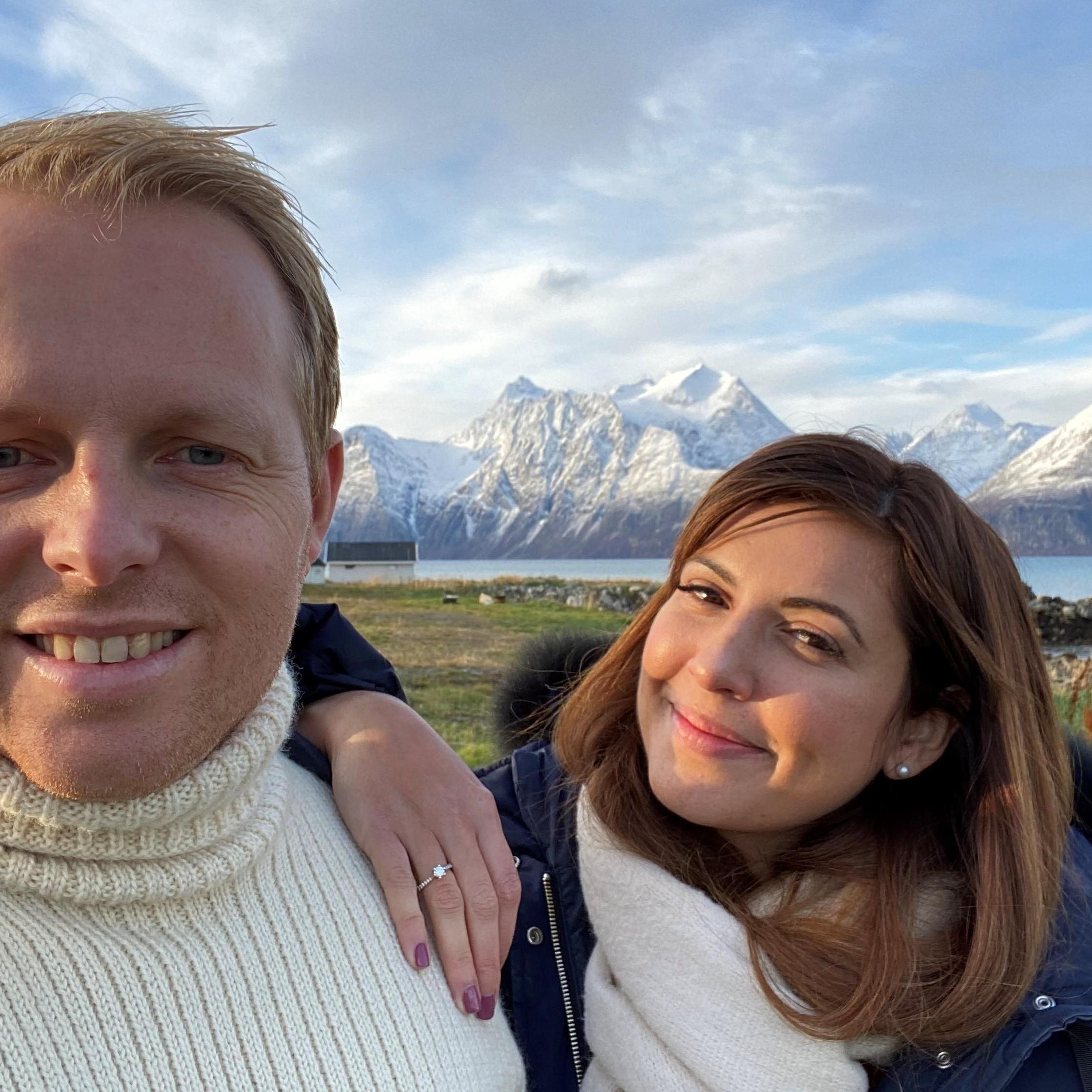 From our engagement October 17 2020, in the Lyngen Alps, Tromsø, Norway. We were chasing the Northern light. That was at least what Inês thought..