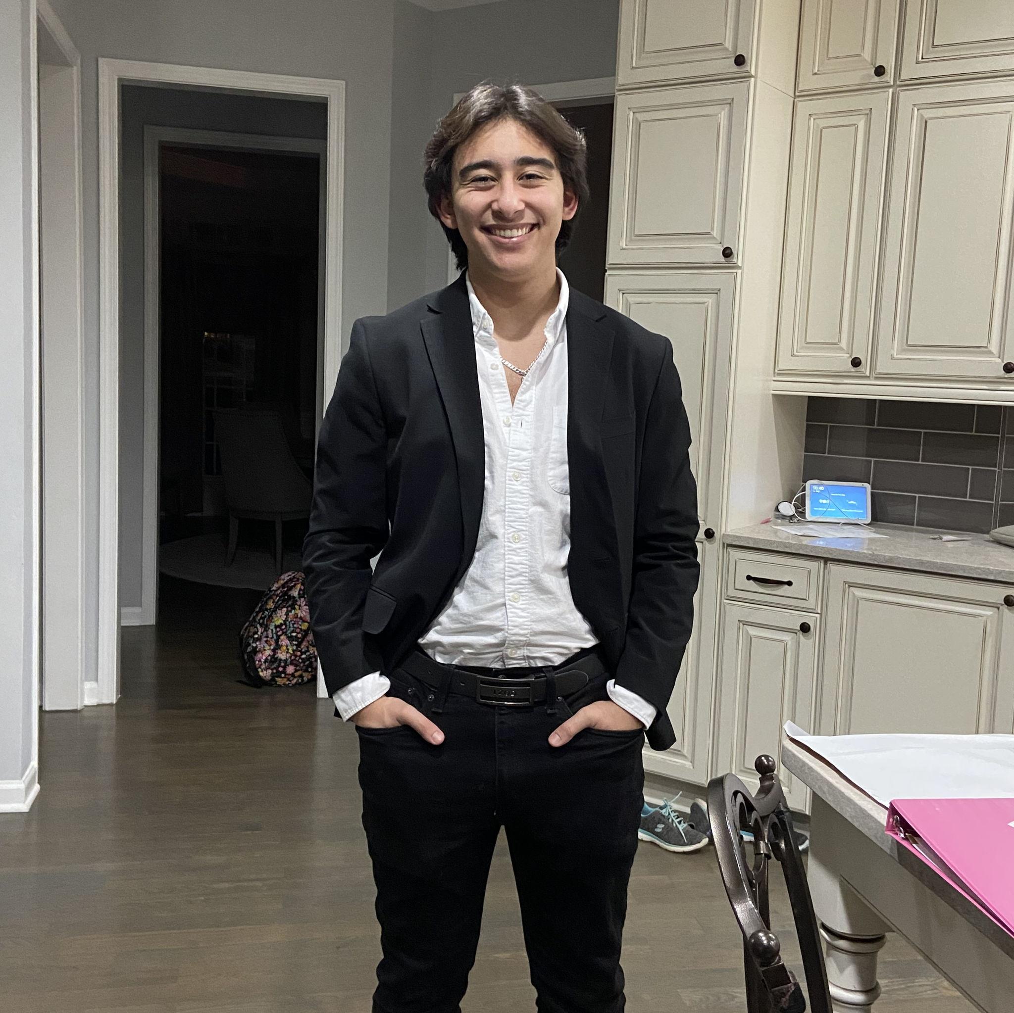 The groom ready for his & the bride's 2nd anniversary dinner