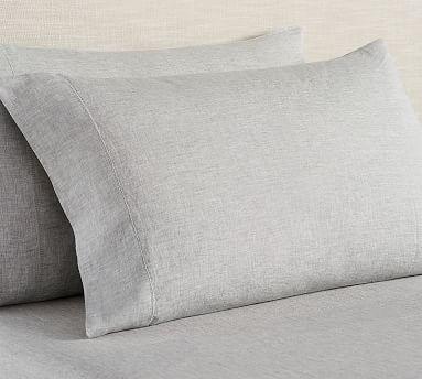 Belgian Flax Linen Pillowcases, Standard Size - Flagstone