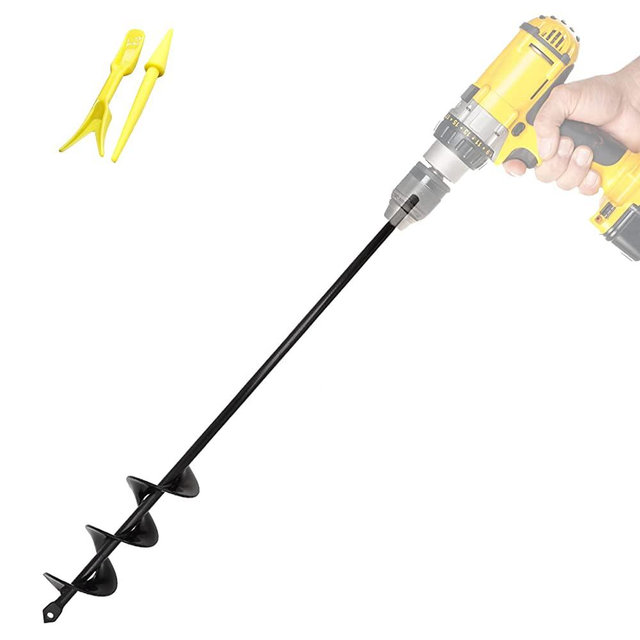 Auger Drill Bit for Planting 1.6"x16.5" Garden Auger Spiral Drill Bit,Bulb Auger for Cordless Drill,Soil Auger for Post Hole Digger,Garden Auger for 3/8” Hex Driver Drill Solid Shaft