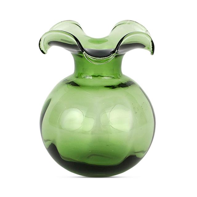 VIETRI Hibiscus Glass Dark Green Bud Vase