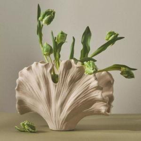 Ginkgo Cream Ceramic Vase
