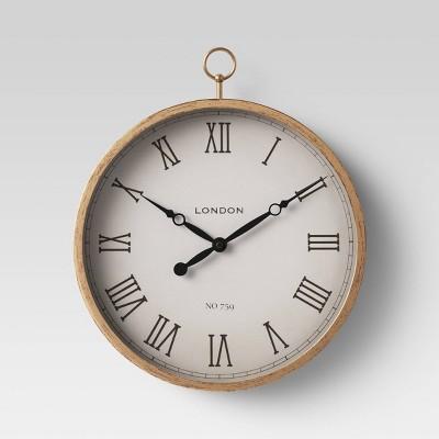 10" Brushed Metal Wall Clock Brass - Threshold™
