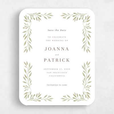 White Rounded Wedding Save the Date - Oriana Portrait