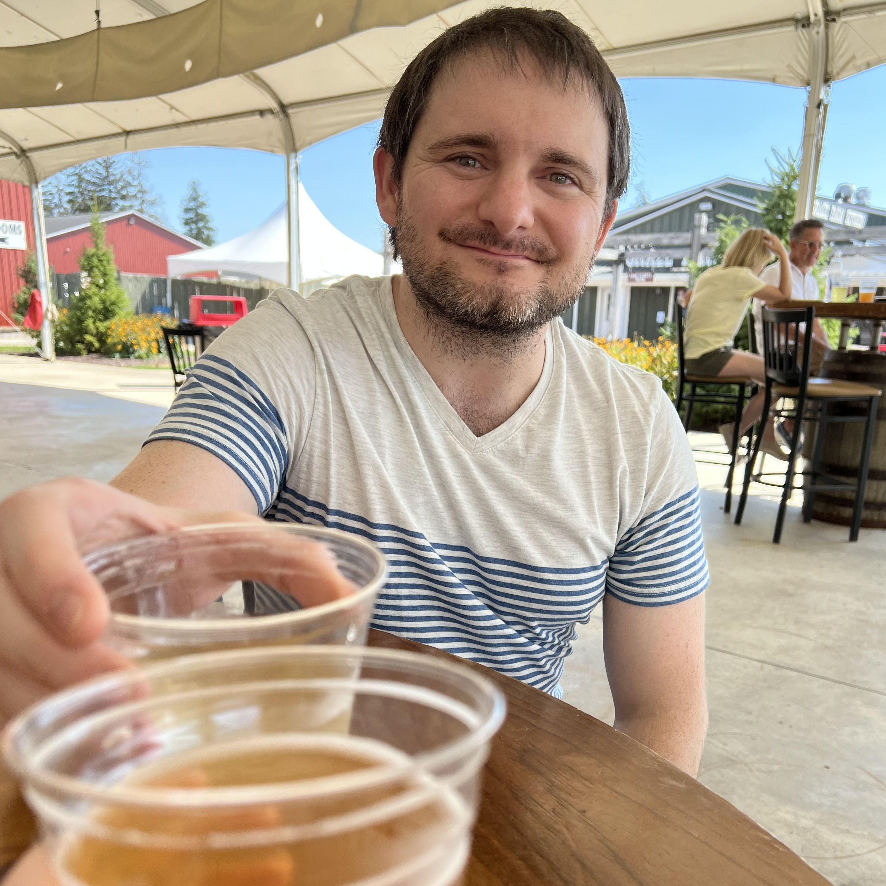 Enjoying some cider at Blake's Orchard and Cider Mill in Armada, Michigan September 2022