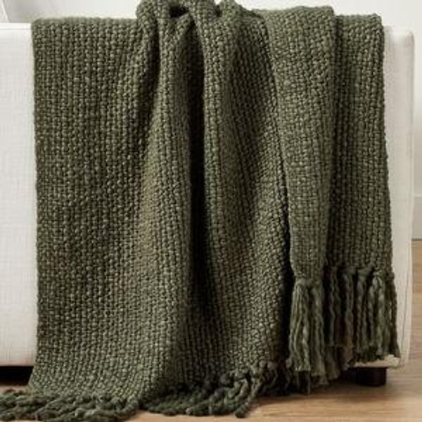 Textured Basketweave Knit Throw