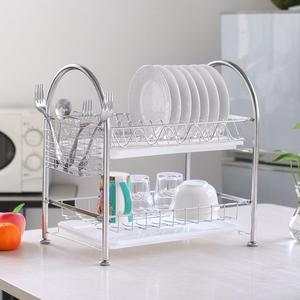 NEX Dish Rack Stainless Steel Two Tier Draining Rack Rustless Storage Rack with Chopstick Holder(D003)