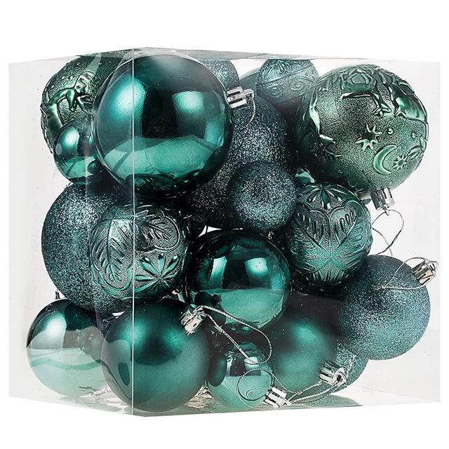 Christmas Ornaments for Xmas Trees,Green Shatterproof Christmas Ball Ornaments of 32 pcs