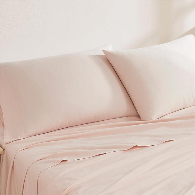 Linen Closet Luxury Cotton 144 Thread Count Organic Cotton Standard Pillowcases, Set of 2, Light Pink