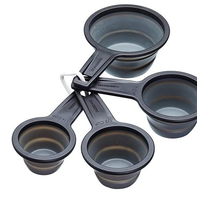 Master Class KitchenCraft Smart Space Non-Stick Collapsible Measuring Cups, Black/Grey, Pack of 4