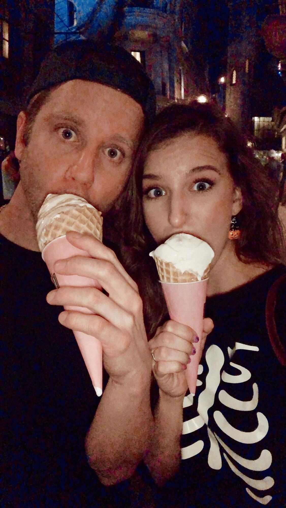 He may not be a die hard Harry Potter fan like me, but he sure does play along and enjoys some delicious butterbeer ice cream.