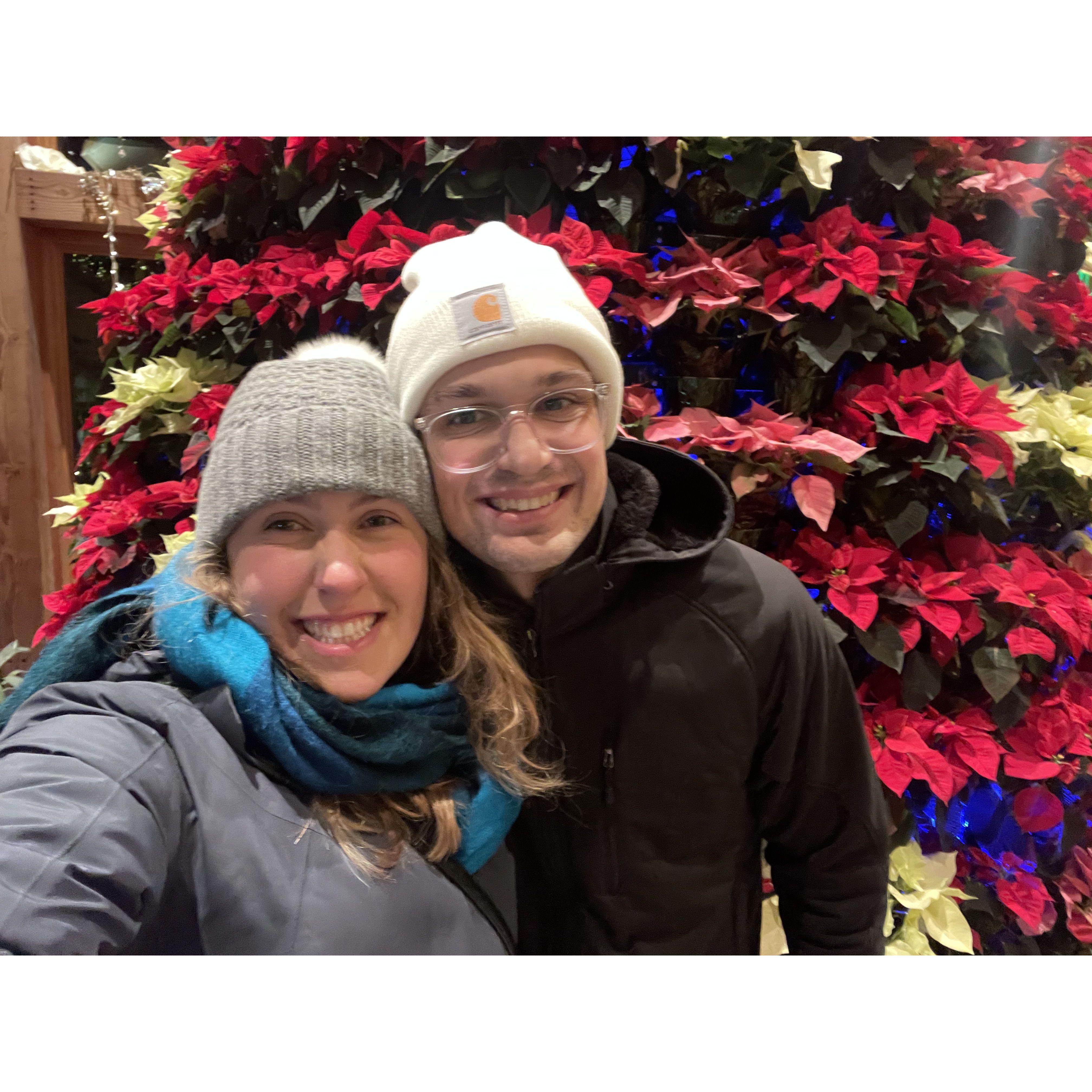 Enjoying Christmas lights at the Arboretum.