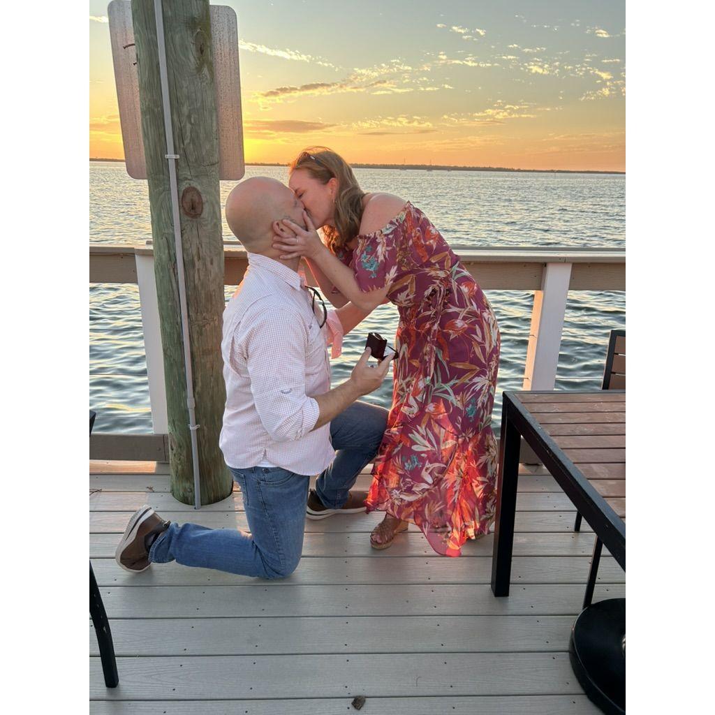 Chris proposed on the pier outside Bon Appetit and some lovely ladies visiting from Boston were kind enough to photograph the whole thing (unbeknownst to us at the time).