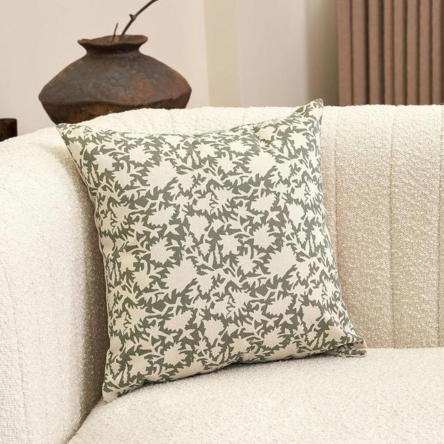 DOMVITUS Floral Pillow Covers, 18x18 Pillow Cover, Couch Pillows Decorative Neutral Accent Floral Print Throw Pillow Covers Spring Fall, 1PC, Dusty Sage Green