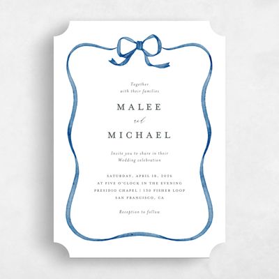 Blue Ticket Wedding Invitation - Perkins Portrait