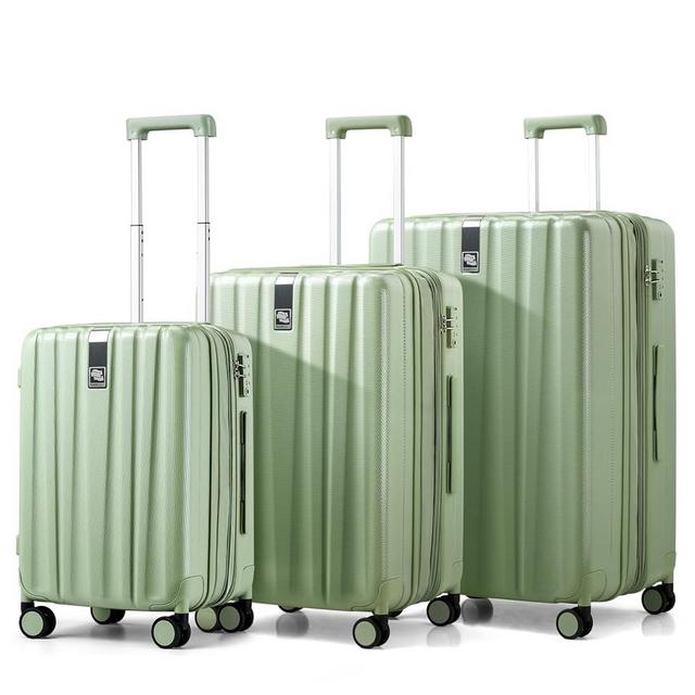 Hanke Expandable Hardshell Luggage Sets 3 piece Carry on Luggage with Wheels Suitcases Lightweight Checked Tsa Luggage Rolling Large Suitcase Travel Luggage Bag Woman Men 20/24/29 Inch(Bamboo Green)