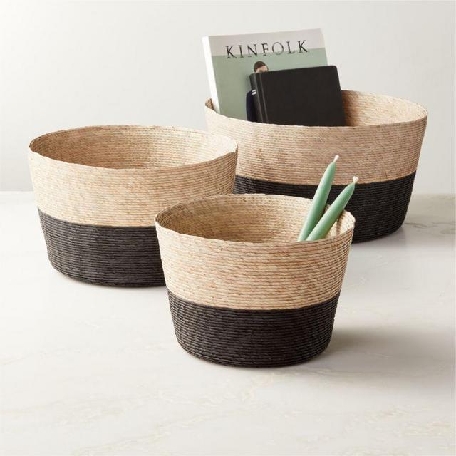 Sol Black and Natural Baskets Set of 3