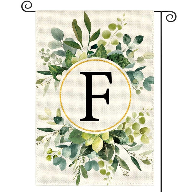 AVOIN colorlife Monogram Letter F Floral Garden Flag 12x18 Inch Double Sided Outside, Family Last Name Initial Yard Outdoor Decoration