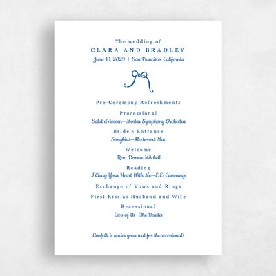 White Simple Wedding Program - Camarine