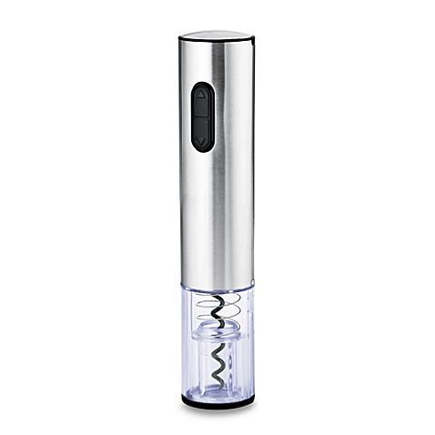 Wine Enthusiast Electric Blue Push-Button Stainless Steel Corkscrew