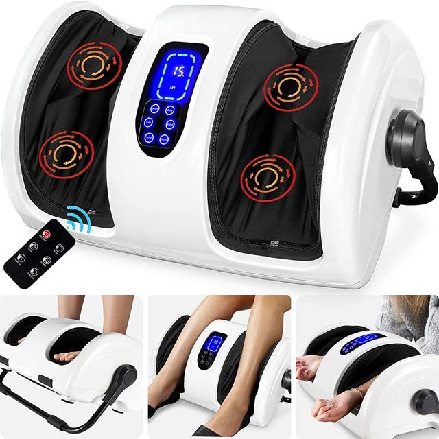 Best Choice Products Foot Massager Machine Shiatsu Leg Massager, Therapeutic Reflexology Calf Massager w/Blood Circulation, Nerve Pain, Deep Kneading, High-Intensity Rollers - Pearl White