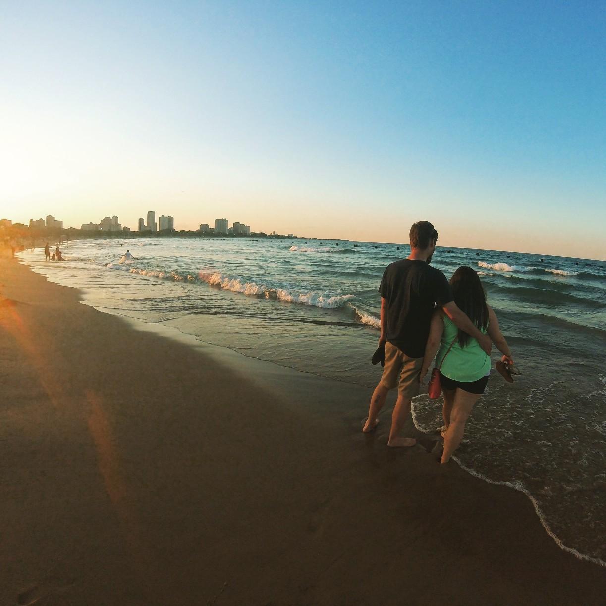 Walking along Lake Michigan in Chicago August 2017.