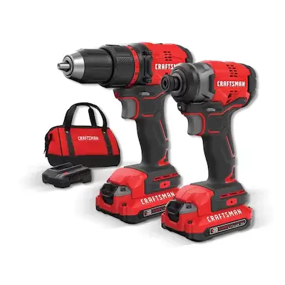 CRAFTSMAN V20 2-Tool 20-Volt Max Brushless Power Tool Combo Kit with Soft Case (Charger Included and 2-Batteries Included)