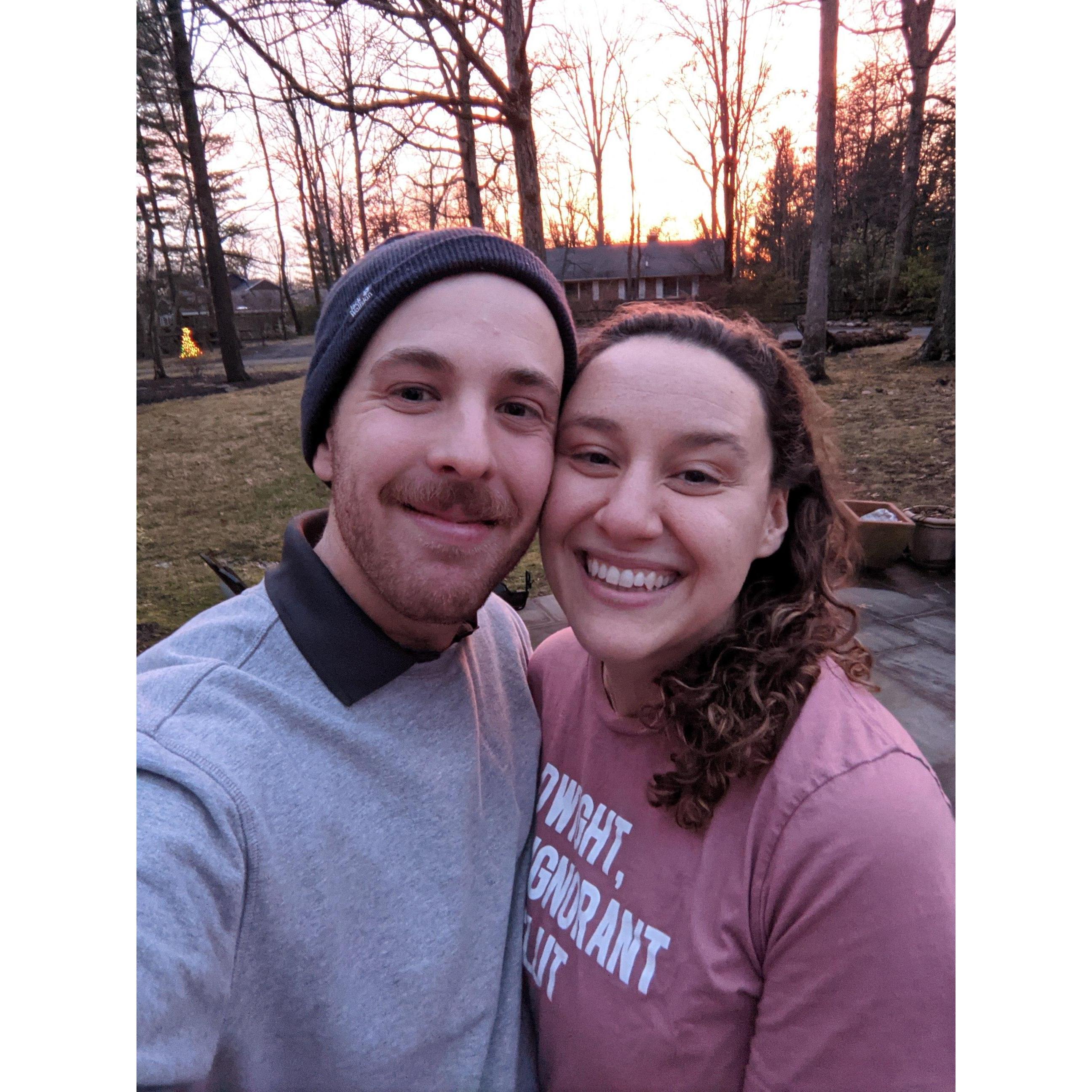 Enjoying the sunset before Carolyn left for London in Jan 2021.