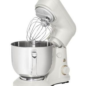 Beautiful 5.3 Qt Stand Mixer, White Icing with Flat Beater, Dough Hook, Balloon Whisk
