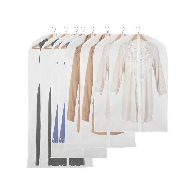 Stockroom Plus Set of 8 Clear Hanging Garment Bag Covers, Zippered Closet Storage Organizer for Dresses, Suits, Clothes, 4 Sizes