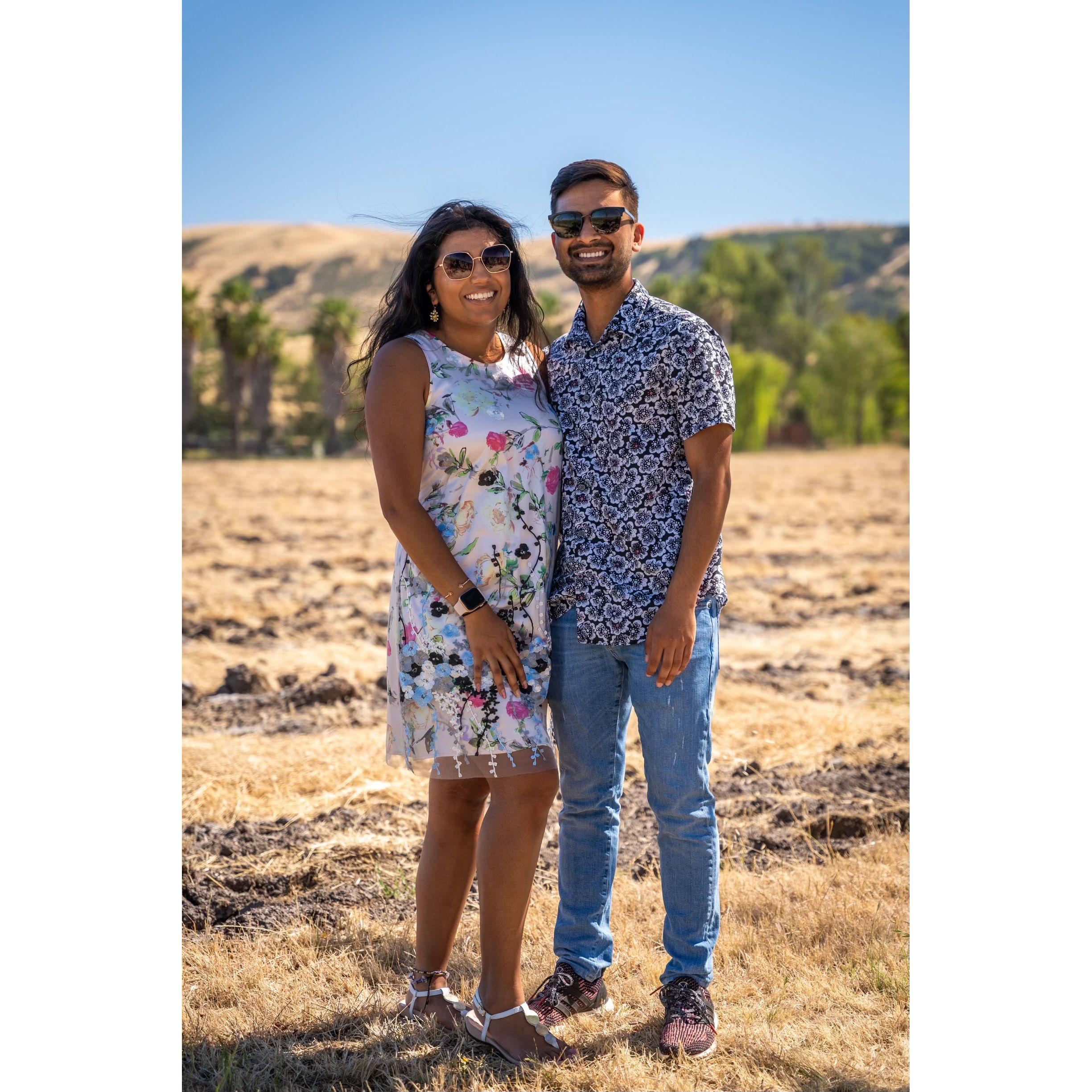 Enjoying the summer weather in Napa, where we later got engaged!