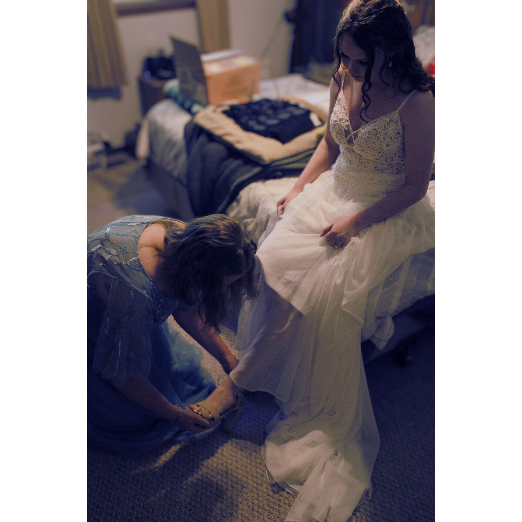 Jennifer Putting on Kristina's Shoes