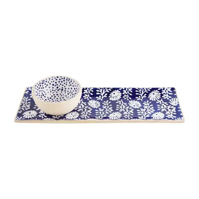 Mud Pie® 2-Piece Tray and Dip Bowl Set in Indigo