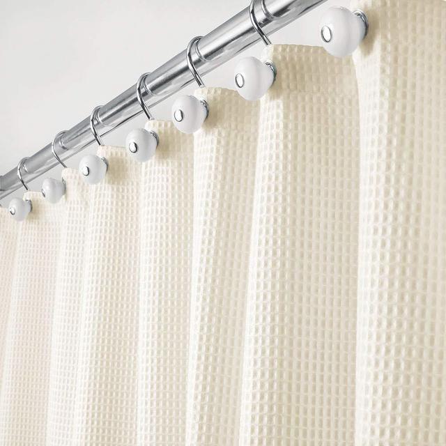 mDesign Hotel Quality Polyester/Cotton Blend Fabric Shower Curtain with Waffle Weave and Rust-Resistant Metal Grommets for Bathroom Showers and Bathtubs - 72" x 72" - Sand/Khaki