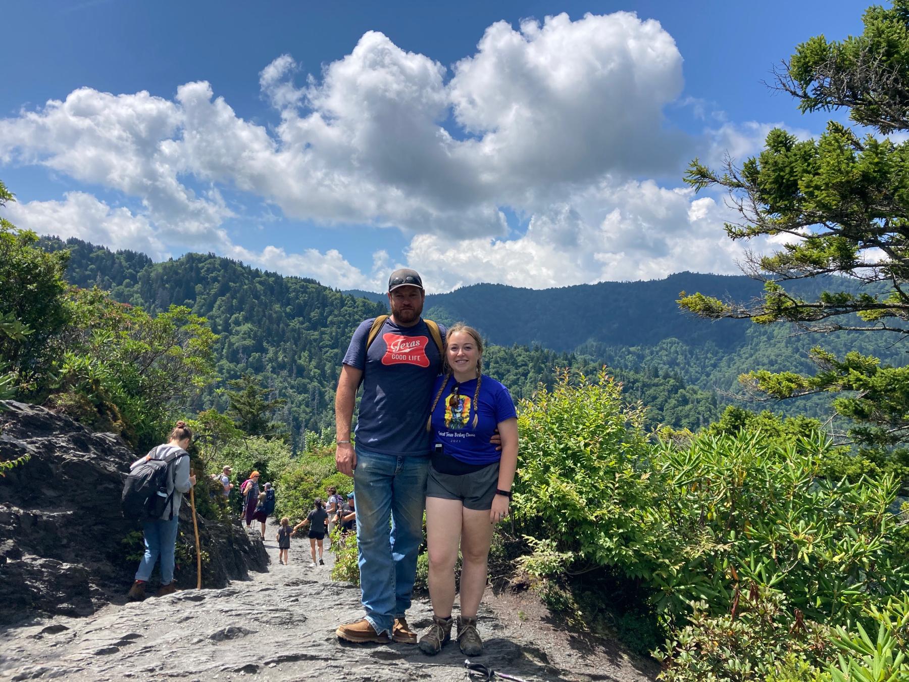 We can often be found venturing into the great outdoors. Our first big hike together was in the Smokey Mountains.