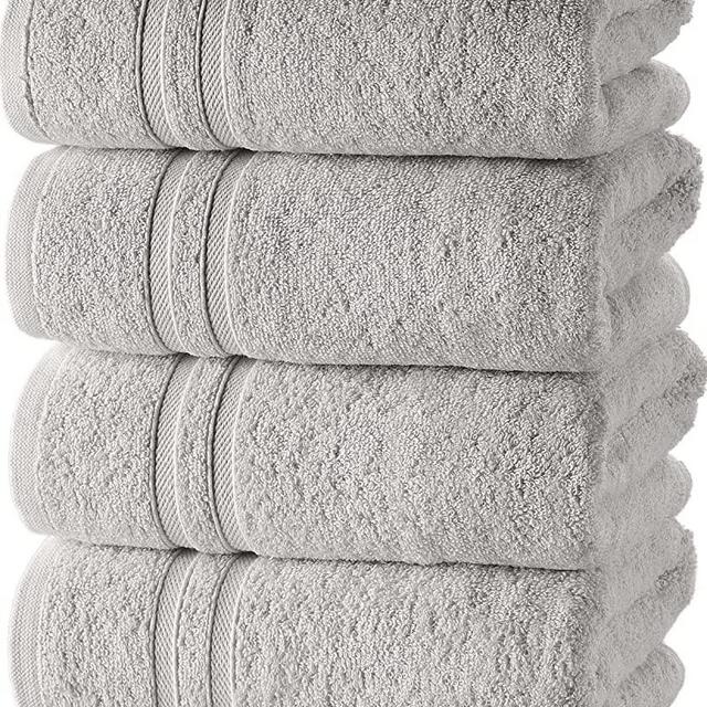 Hammam Linen Ice Silver Hand Towels 4-Pack - 16 x 29 Turkish Cotton Premium Quality Soft and Absorbent Small Towels for Bathroom