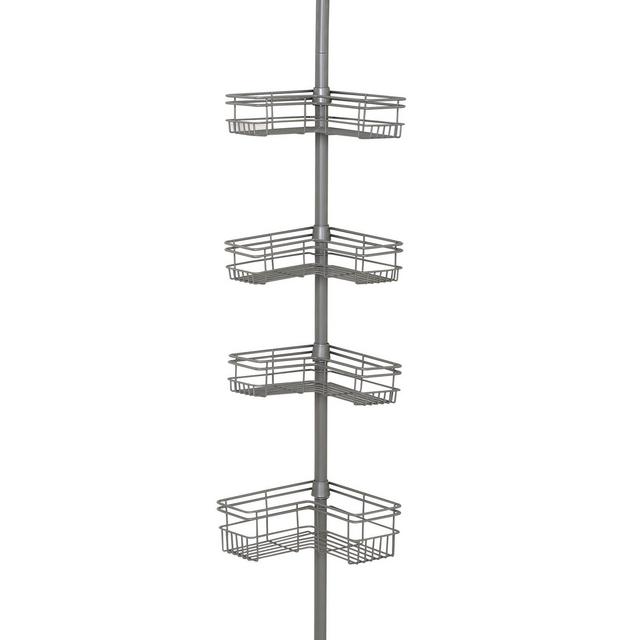 Zenna Home® Tension Corner Pole Shower Caddy in Satin Nickel