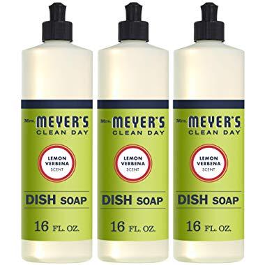 MRS Meyers Liquid Dish Soap, Lemon Verbena, 16 Fluid Ounce (Pack of 3)