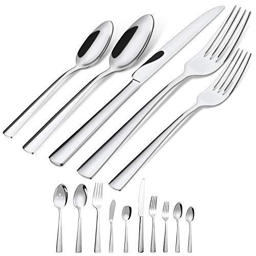 45-Piece Silverware Flatware Cutlery Set in Ergonomic Design Size and Weight, Durable Stainless Steel Tableware Service for 8, Dishwasher Safe