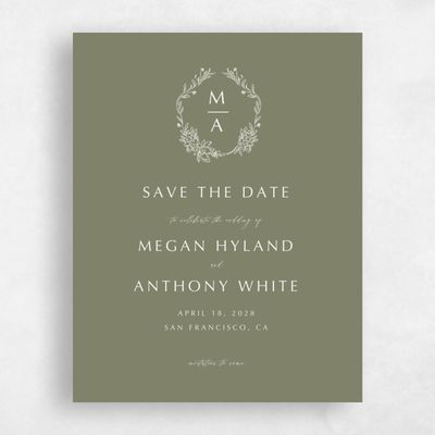 Khaki Green Wedding Save the Date - Pasqual Portrait