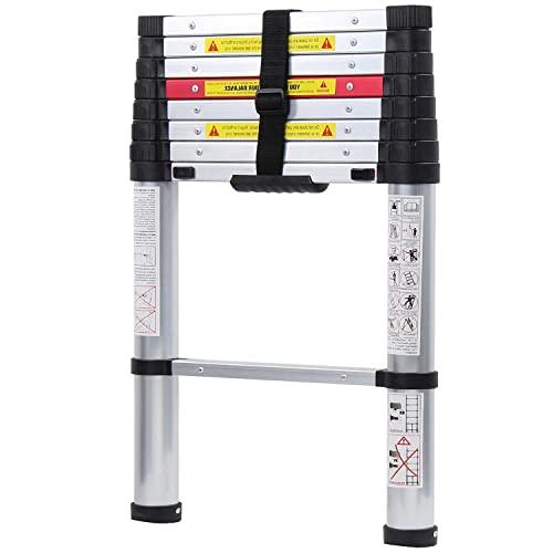 WolfWise 8.5FT Newly Aluminum Telescopic Ladder, 330lbs Max Capacity