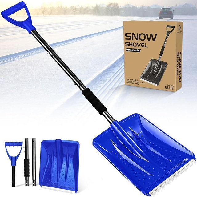 Snow Shovel, Emergency Shovels for Driveway with D-Handle, Overall 41-Inch Long Garden Shovel for Car, Garden Tools, Blue
