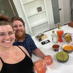Tacos and Margs after our Second Date (Madeline cut Evan's beard that night & Madeline pierced her ears)