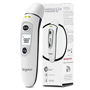 【New Version】Vigorun Medical Forehead and Ear Thermometer, Digital Infrared Temporal Thermometer for Fever, Instant Accurate Reading for Baby Kids and Adults