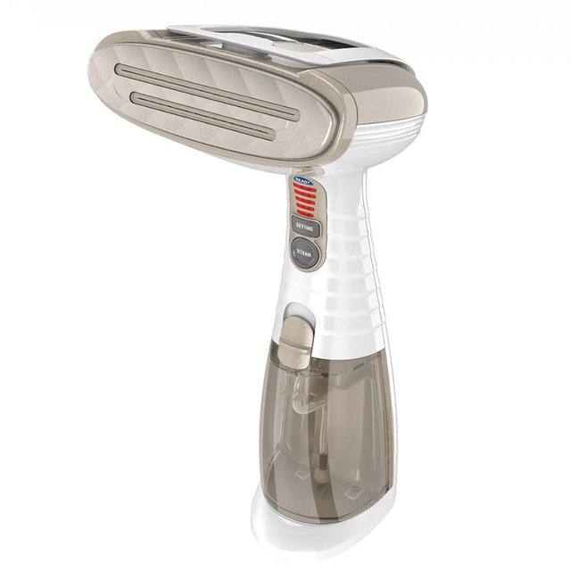 Conair Handheld Garment Steamer for Clothes, Turbo ExtremeSteam 1875W Fabric Steamer, Portable Handheld Design, Strong Penetrating Steam, White/Champagne