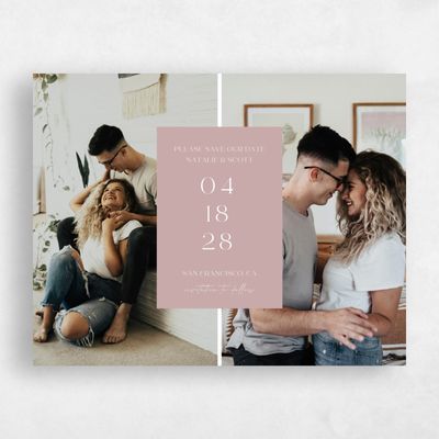 Grayed Mauve, Pink Wedding Save the Date - Taos Multiphoto