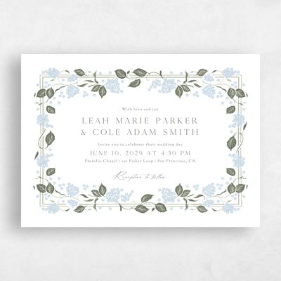 Baby Blue Wedding Invitation - Colette Landscape