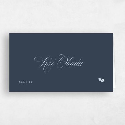 Grayed Navy, Blue Wedding Place Card - Thorn Vegetarian